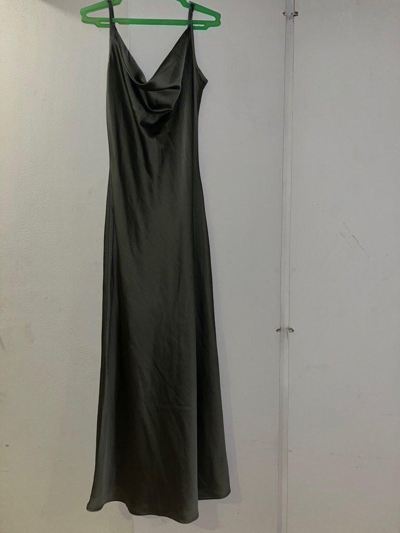 laurel green dress Mari Satin Slip Dress Laurel Green main image 0