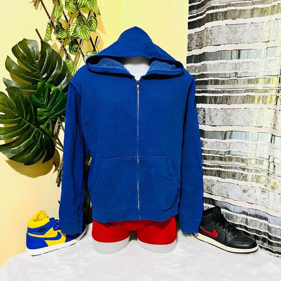 HANES SOFT SWEATS ZIPPER SWEATSHIRT HOODIE JACKET VINTAGE HEATHER BLUE 2XL XXL 25x25 Men s Fashion Activewear on Carousell