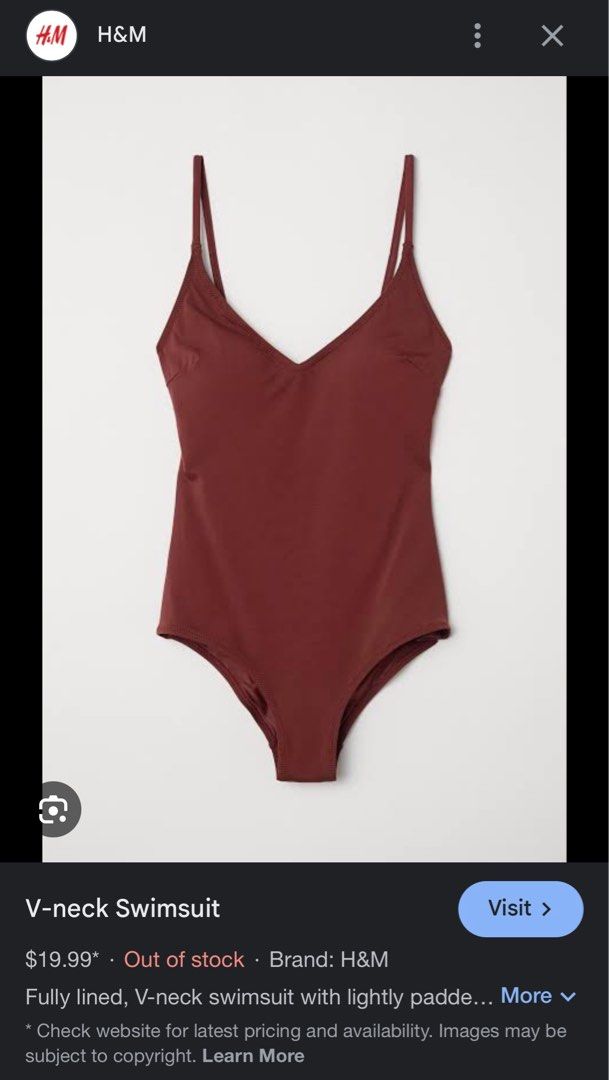 H M V NECK SWIMSUIT Women s Fashion Swimwear Bikinis Swimsuits on Carousell