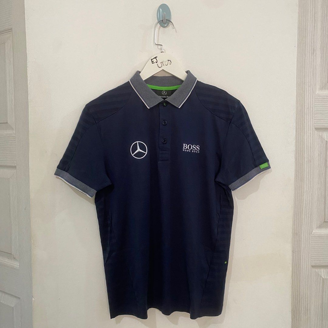 Hugo Boss Mercedes Benz by Martin Kaymer Navy Blue Golf Polo Shirt Size S Modern Fit