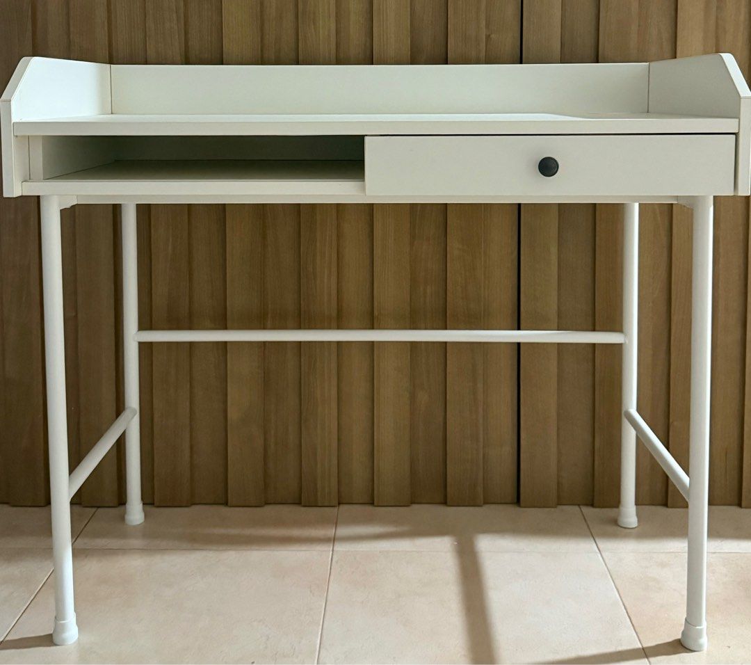 ikea study table (Category: Tables & Sets) located in Singapore. Submitted by shuashuayaa (Listing ID 1336825631, Image 1). Description: it can also be used as vanity table can nego if self collect and fast deal 100x45cm.