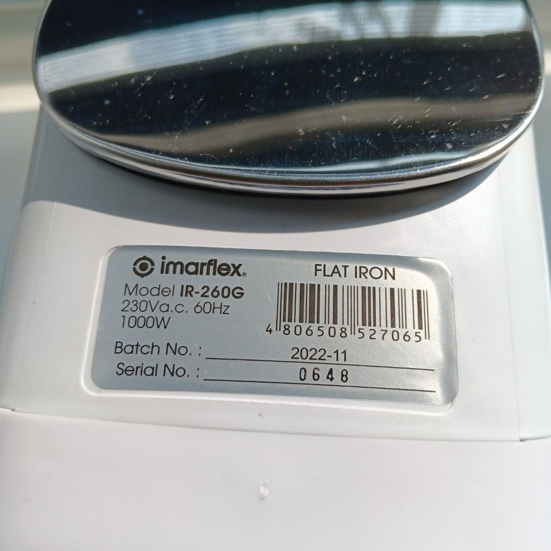 Imarflex Automatic Dry Iron (Category: Irons & Steamers) located in Pasig City. Submitted by yoroshikuonegaishimasu (Listing ID 1336735369, Image 3). Description: Used once Complete with box, receipt, warranty card, manual and paper bag.