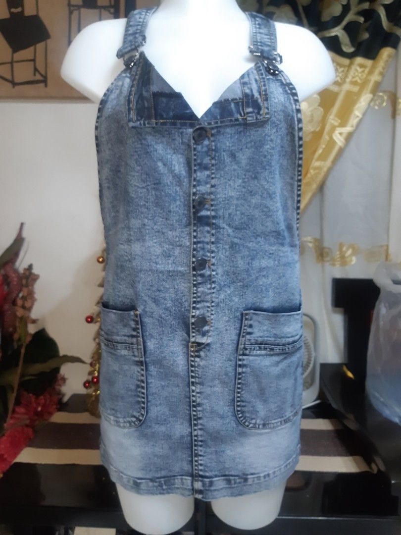 white christmas dresses Ladies Denim Dress with Diamante Details – Smitty's Online main image 0