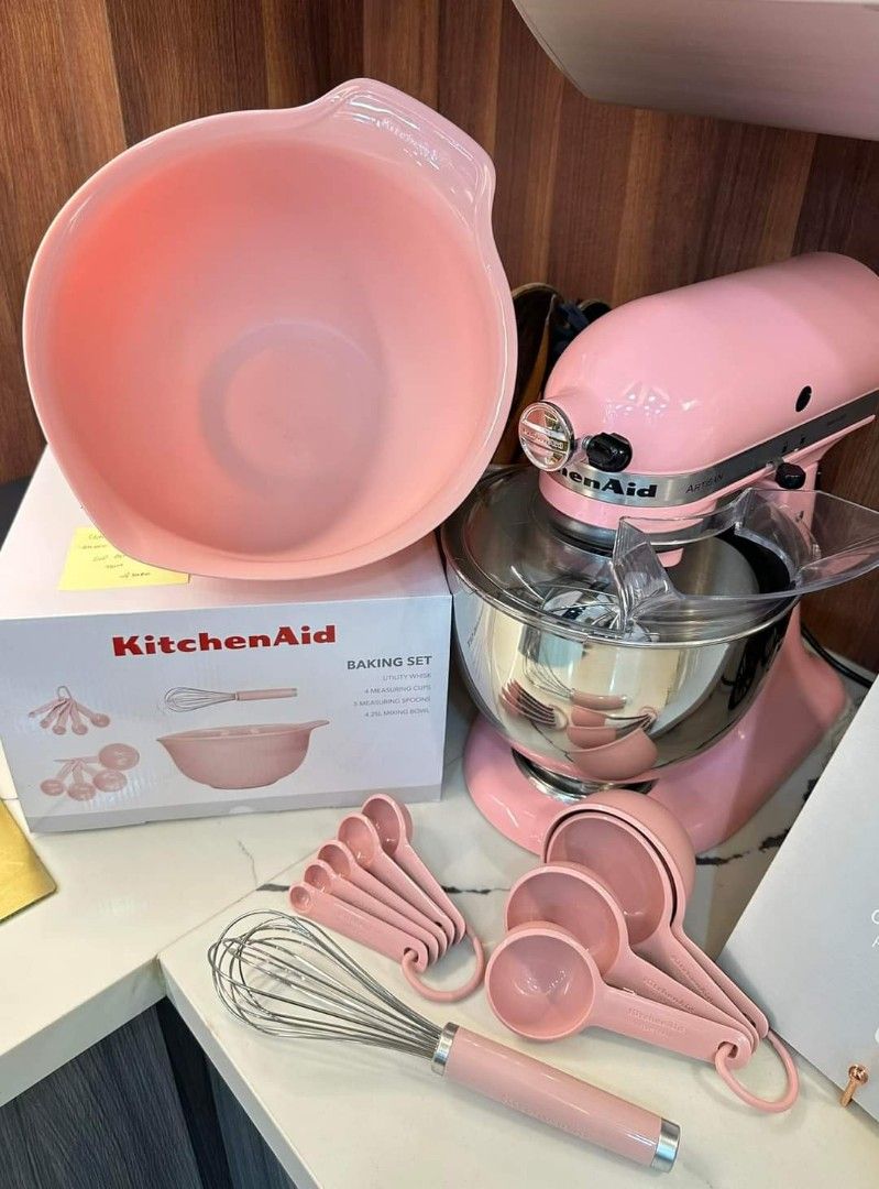 KitchenAid Pink Baking Set Furniture Home Living Kitchenware Tableware Bakeware on Carousell
