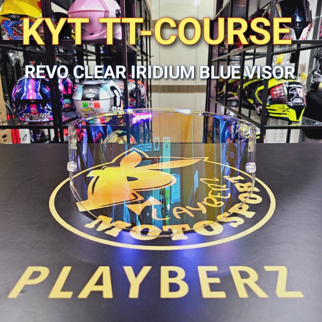 KYT TT-COURSE REVO CLEAR IRIDIUM VISOR (Category: Motorcycle Apparel) located in Singapore. Submitted by playberzmotosport (Listing ID 1336758629, Image 2). Description: HOT SELLING KYT TT-COURSE REVO CLEAR IRIDIUM VISOR.. 🔥🔥!! *LIMITED PCS ONLY..!! AVAILABLE IN 2 COLOURS..🤩!! -REVO CLEAR IRIDIUM BLUE -REVO CLEAR IRIDIUM RED PLAYBERZ MOTOSPORT ADD: 21, TOH GUAN ROAD EAST, TOH GUAN CENTRE #06-11, (S608609) TIME: -MONDAY TO SUNDAY 11AM-8PM -SUND