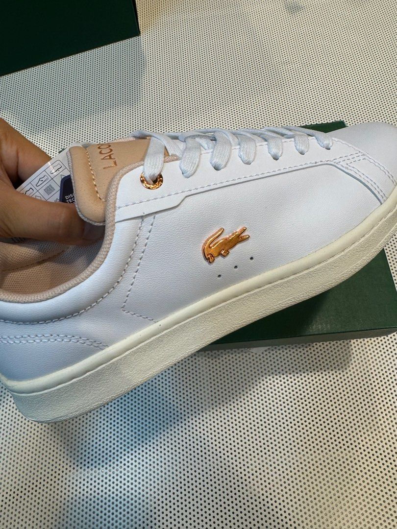 Lacoste rose gold and white shoes hotsell