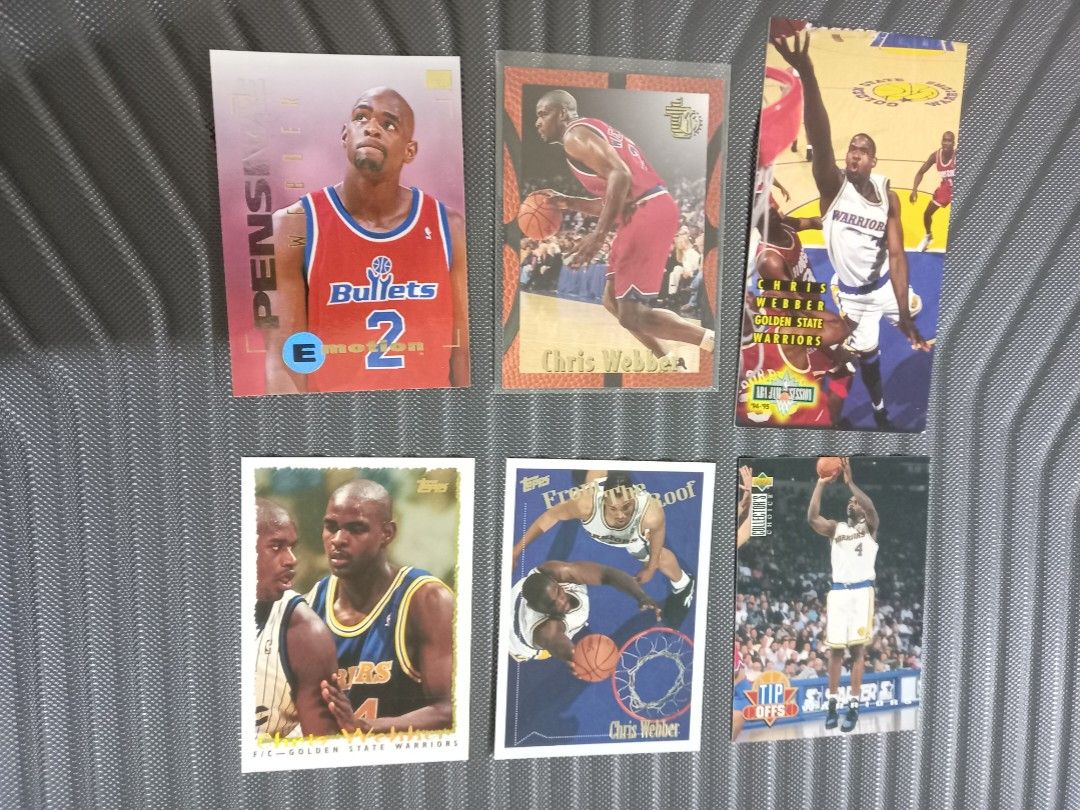 NBA Chris Webber cards (Category: Raw Singles) located in Quezon City. Submitted by Msian (Listing ID 1332619634, Image 1). Description: For sale as set 6 NBA Chris Webber cards Pls check photos Buyer pays Grab Cubao QC location MOP: Gcash or COD.