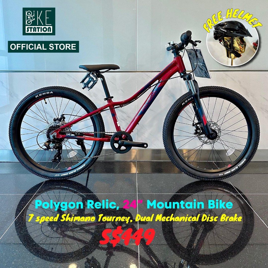 Polygon Relic 24 Junior Mountain Bike with Suspension Fork Sports Equipment Bicycles Parts Bicycles on Carousell