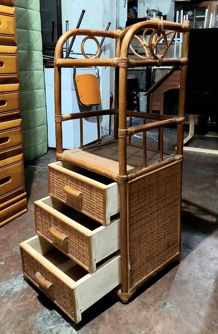 Rattan Telephone Stand Side Drawer Cabinet Display Rack, Furniture ...