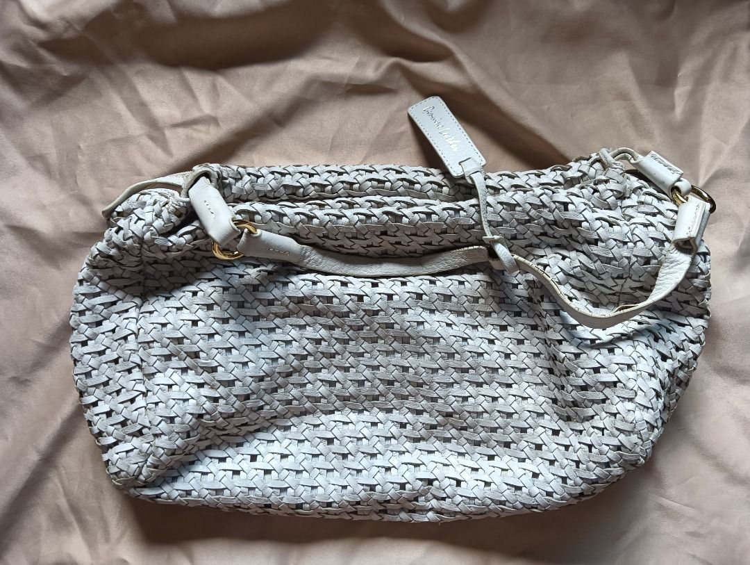 Sabrina Scala Italian leather woven white bag designer brand
