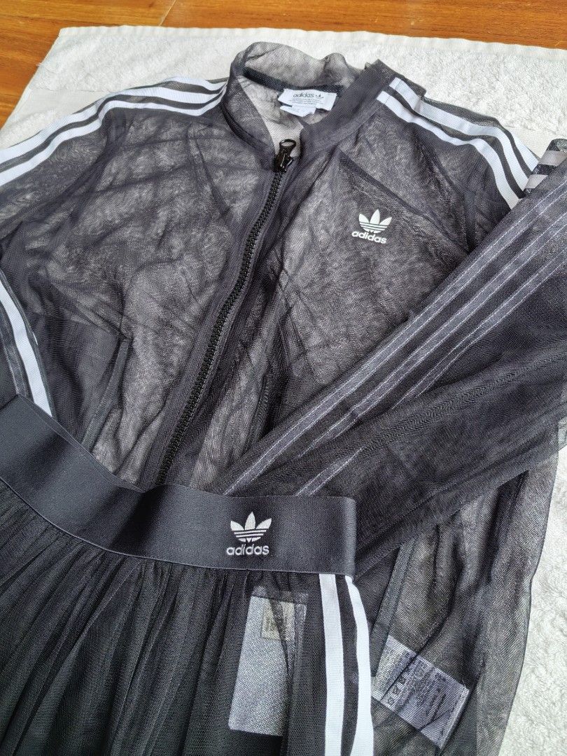 Set adidas black sheer jacket and black tulle skirt Carousell