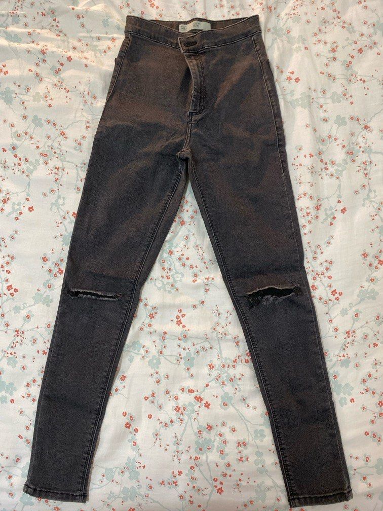 TOPSHOP Black Moto Joni High Waist Jeans with knee rips W28 L30 Women s Fashion Bottoms Jeans Leggings on Carousell
