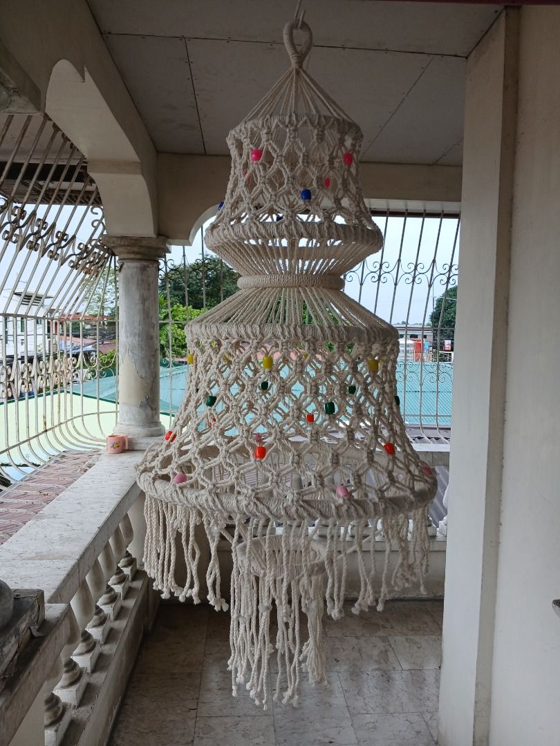 Vintage Macrame Handmade w Beads Hanging Decoration Furniture Home Living Home Decor Other Home Decor on Carousell