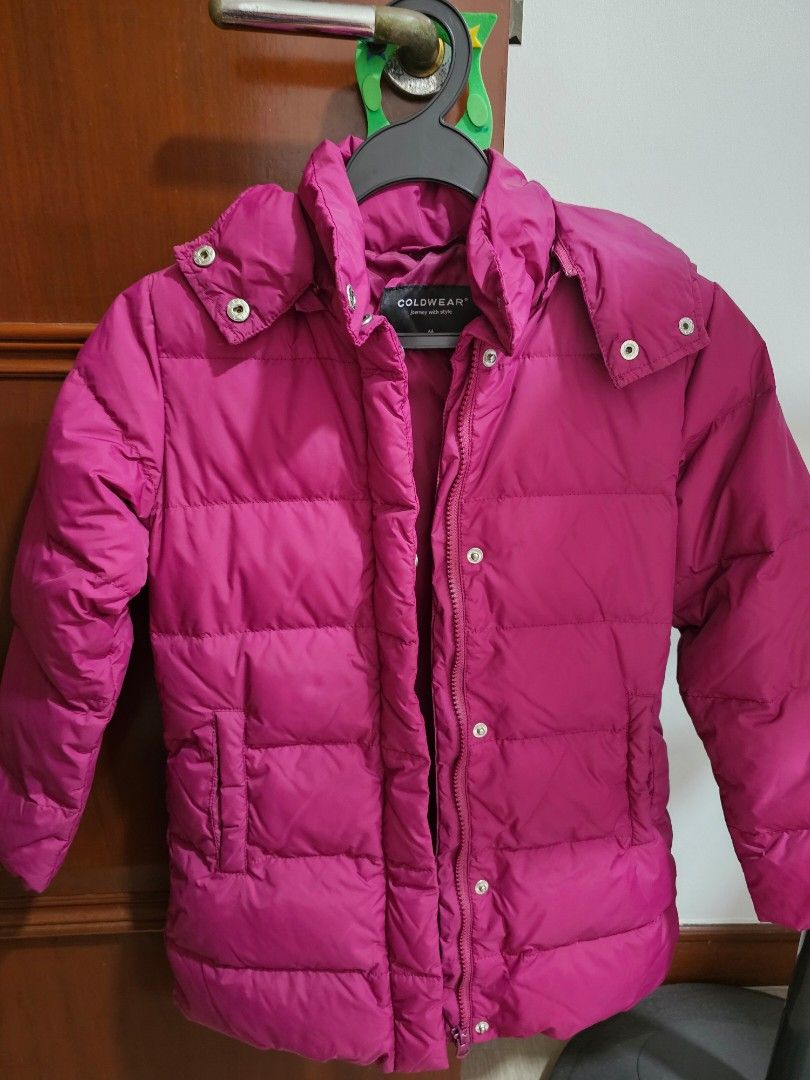 Winter Jacket (Category: Babies & Kids Fashion) located in Singapore. Submitted by tanst18 (Listing ID 1336754444, Image 1). Description: Worn only once and kept my girl warm during winter. ColdWear M sized bought from Singapore shop direct, waterproof nylon outer shell, 90% duck down - see material label in photo for full details. Shoulder to waist length: 60cm, Chest width: 38cm, Sleeve length: 45cm. Fits 8yr to 10 yr old girl..