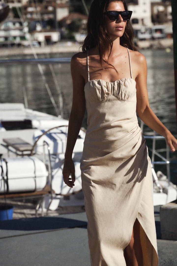 ZARA Cross Back Beige Linen Bustier Dress cream neutral Brand new with tag, Women's Fashion, Dresses & Sets, Dresses on Carousell ZARA Cross Back Beige Linen Bustier Dress cream neutral Brand new with tag, Women's Fashion, Dresses & Sets, Dresses on Carousell