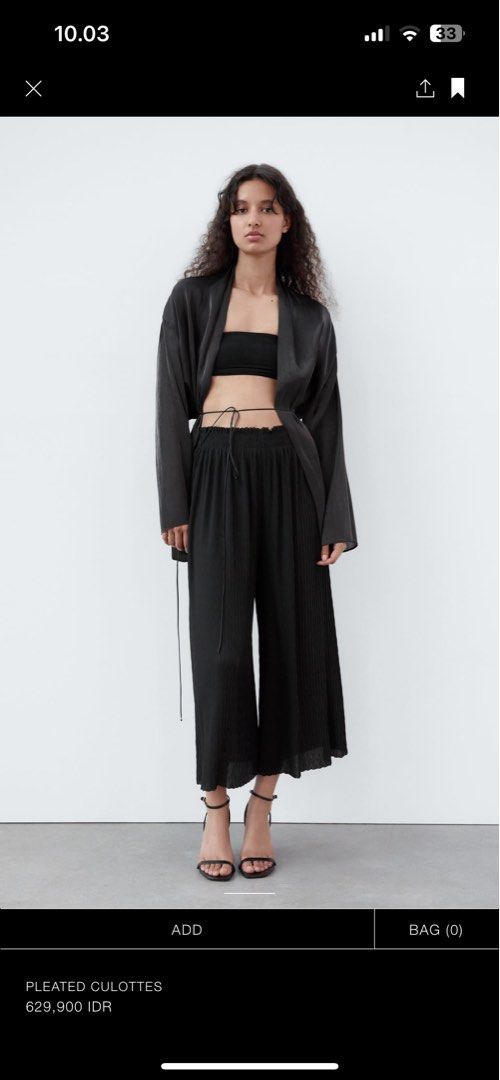 Zara black pleated culottes Fesyen Wanita Pakaian Wanita Bawahan di Carousell