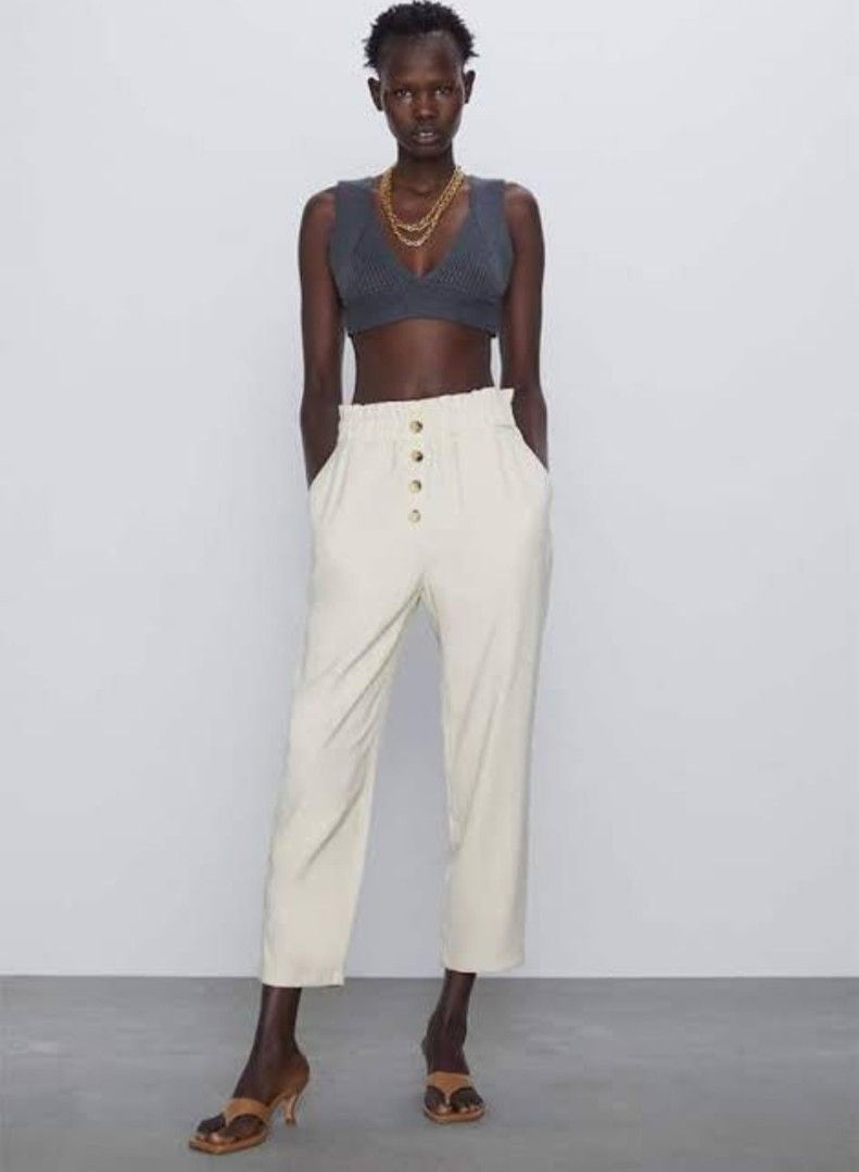 Paper bag pants zara hot sale