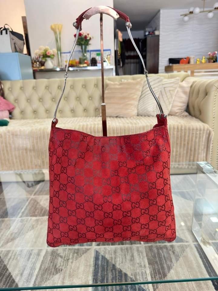 Vintage Gucci GG Red Hobo Shoulder Bag