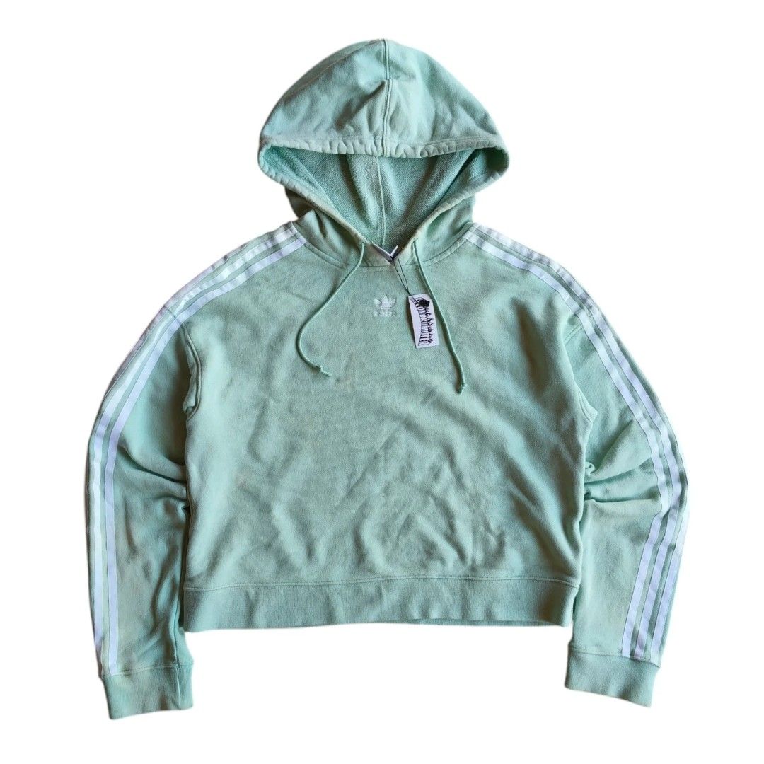 Adidas crop hoodie mint original Fesyen Wanita Pakaian Wanita Baju Luaran di Carousell