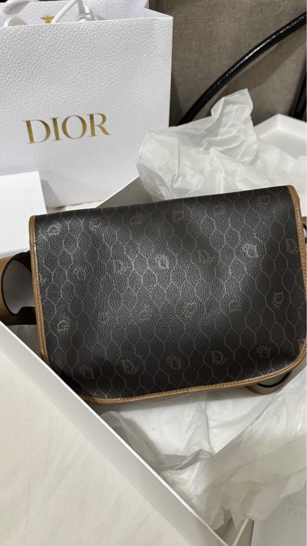 Authentic Dior Honeycomb Sling Bag (Category: Luxury Bags & Wallets) located in Manila. Submitted by declutteringbyjag (Listing ID 1336888180, Image 3). Description: - With Authenticity Certificate (Entrupy-verified) - Bought from a trusted IG shop - With forgivable crackings / drying on the side (please see last pic) - RFS: Not being used.