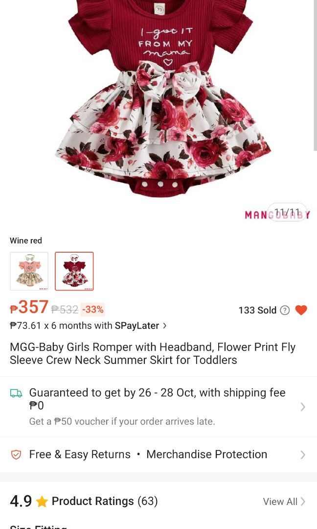 Baby Red Romper with headband (Category: Babies & Kids Fashion) located in Taguig. Submitted by rai.a.c (Listing ID 1337048137, Image 2). Description: Barely used. Lost headband, dress only RFS: Outgrown.