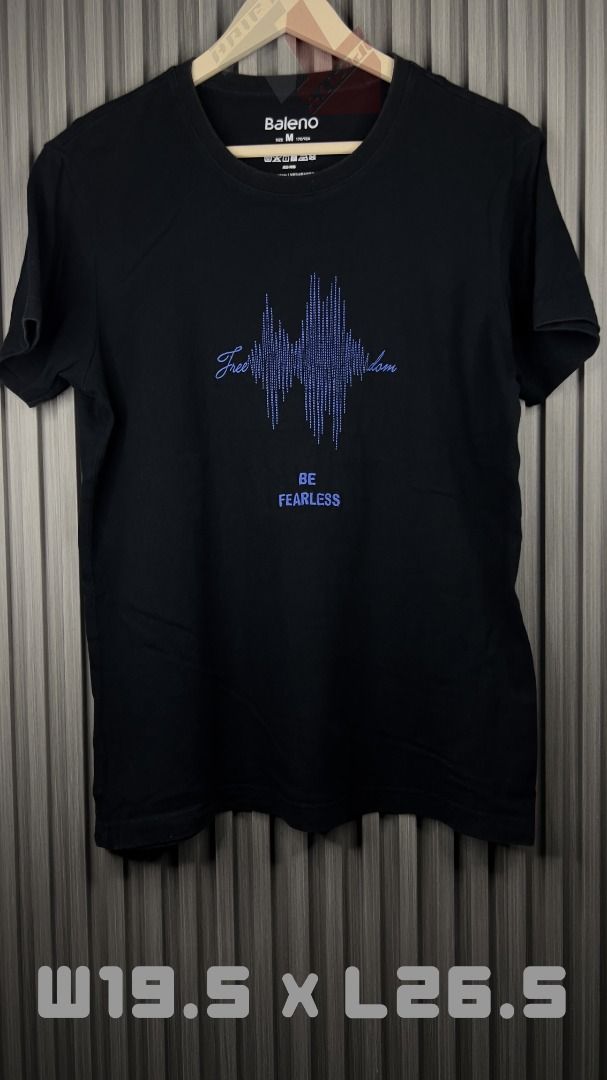 Baleno - Be Fearless Tee / Shirt (Category: Shirts) located in Davao. Submitted by thrftipidity (Listing ID 1336995614, Image 2). Description: 📌 Item Code: TT80 📌 Color Rate: 9/10 📌 Condition: Excellent 📌 Size: M on Tag 📌 Dimensions: 19.5x26.5 📌 Issue: None ⛳️ Location: Catalunan Grande, Davao City 🚚 Free Delivery within Catalunan Grande 📦 Shipping nationwide via J&T 💳 Payment First: GCash/Maya/Bank Transfer ⛔ No Cancellation ⛔ No Return