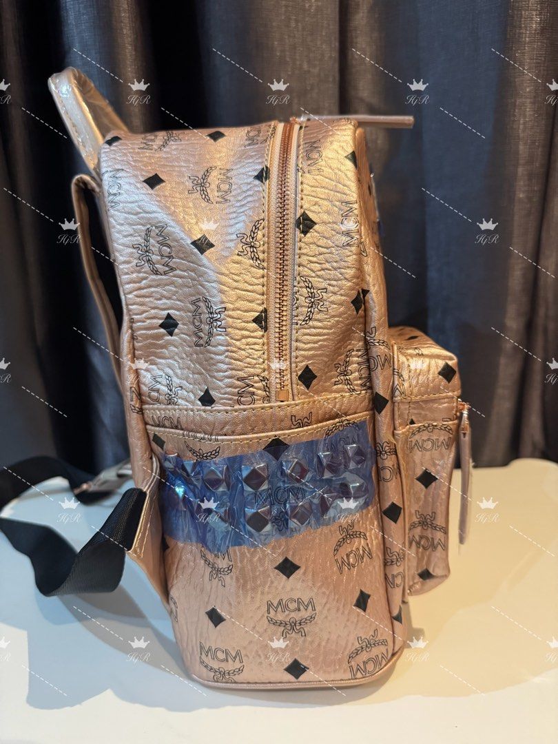BARU Champagne Gold MCM Backpack Travel backpack 29x17x30cm Large capacity Luxury Bags Wallets on Carousell