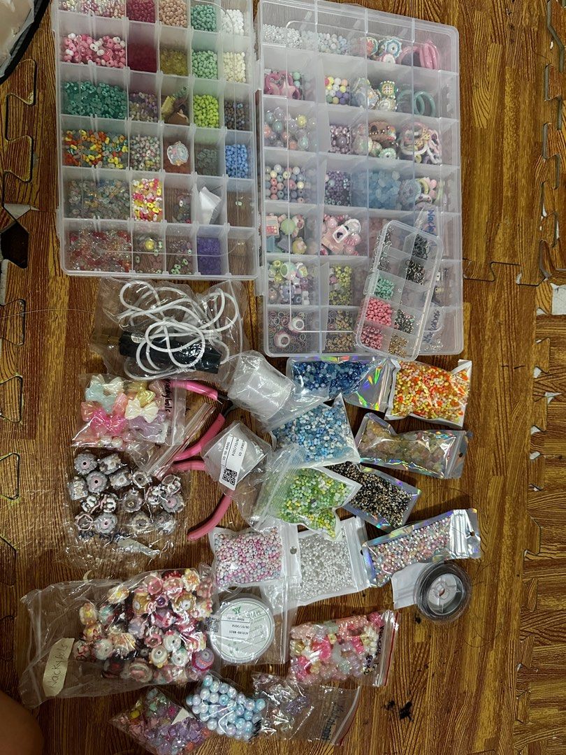 Beads for craft take all (Category: Craft Supplies & Tools) located in Malabon City. Submitted by softresetatelier (Listing ID 1336915612, Image 1). Description: Selling my bead, tools, organizer. Letting go. Drill, long nose included. Peanut beads, metal string all included in photo.