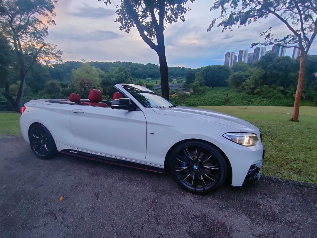 BMW 2 Series Convertible M235i Auto (Category: Used Cars) located in Singapore. Submitted by jwuck (Listing ID 1336961461, Image 2). Description: Rare M235i soft-top cabriolet in Singapore (not the common 218i or 220i). Seeking honest deal - price is negotiable based on sincerity. Now is best time to renew Cat B COE for a timeless M235i. Whilst pegged just below M2, M235i's stunning power (321 BHP/450 NM), performance (0-100 in ~5 sec and max ~25