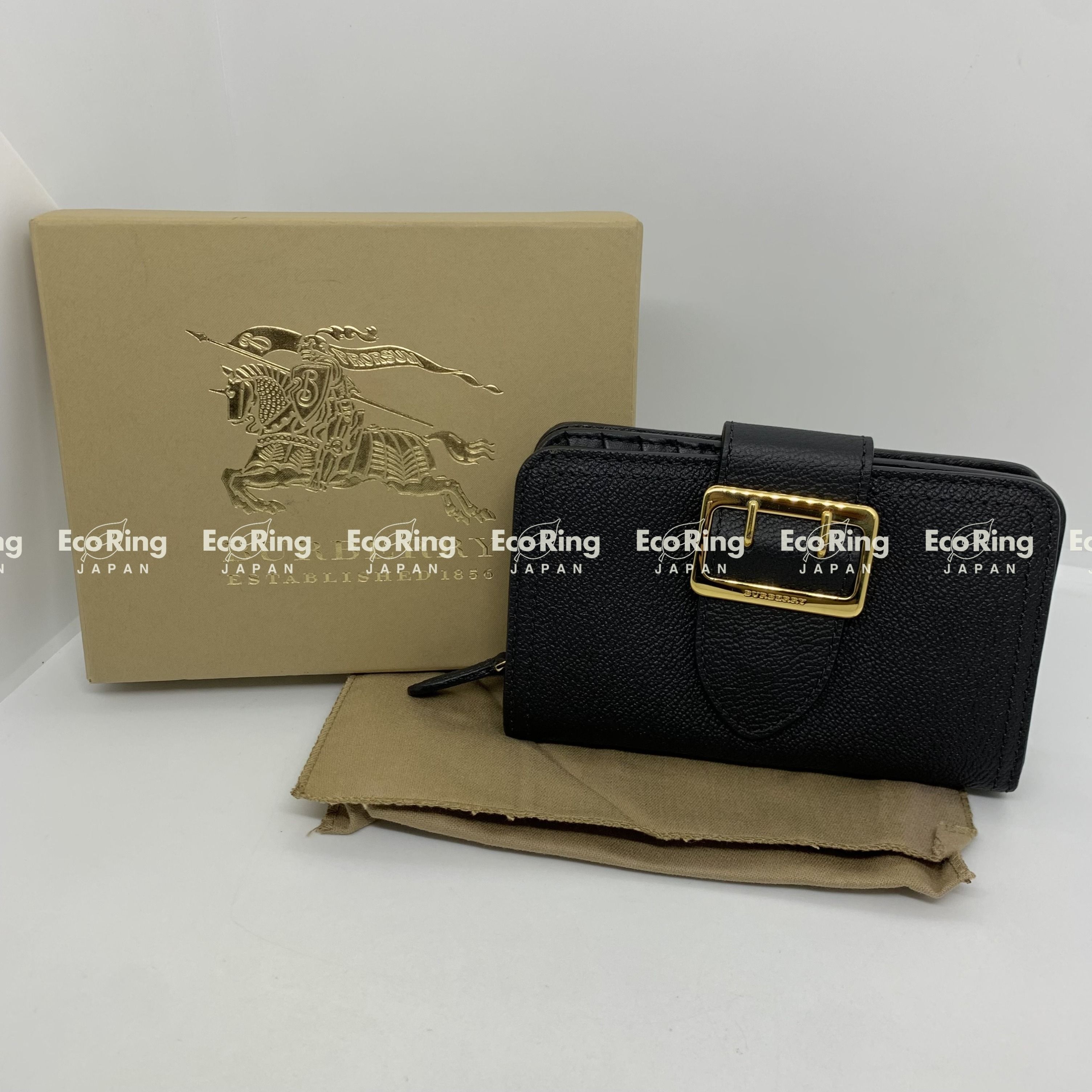 DISCOUNTED* BURBERRY BLACK GOLD BUCKLE WALLET 247060486 AL, Luxury