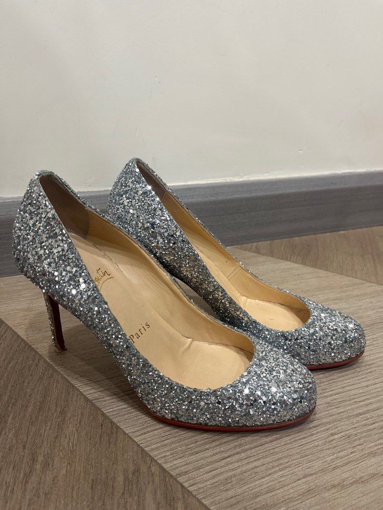 Christian Louboutin Louboutin Fifille Silver Sequin Carousell