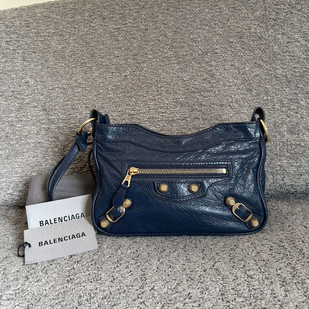 Fast Sale Preloved Balenciaga Hip Giant Stud Navy Ghw Thn 2020 With booklet tag and dustbag Nett Exclude ongkir 2