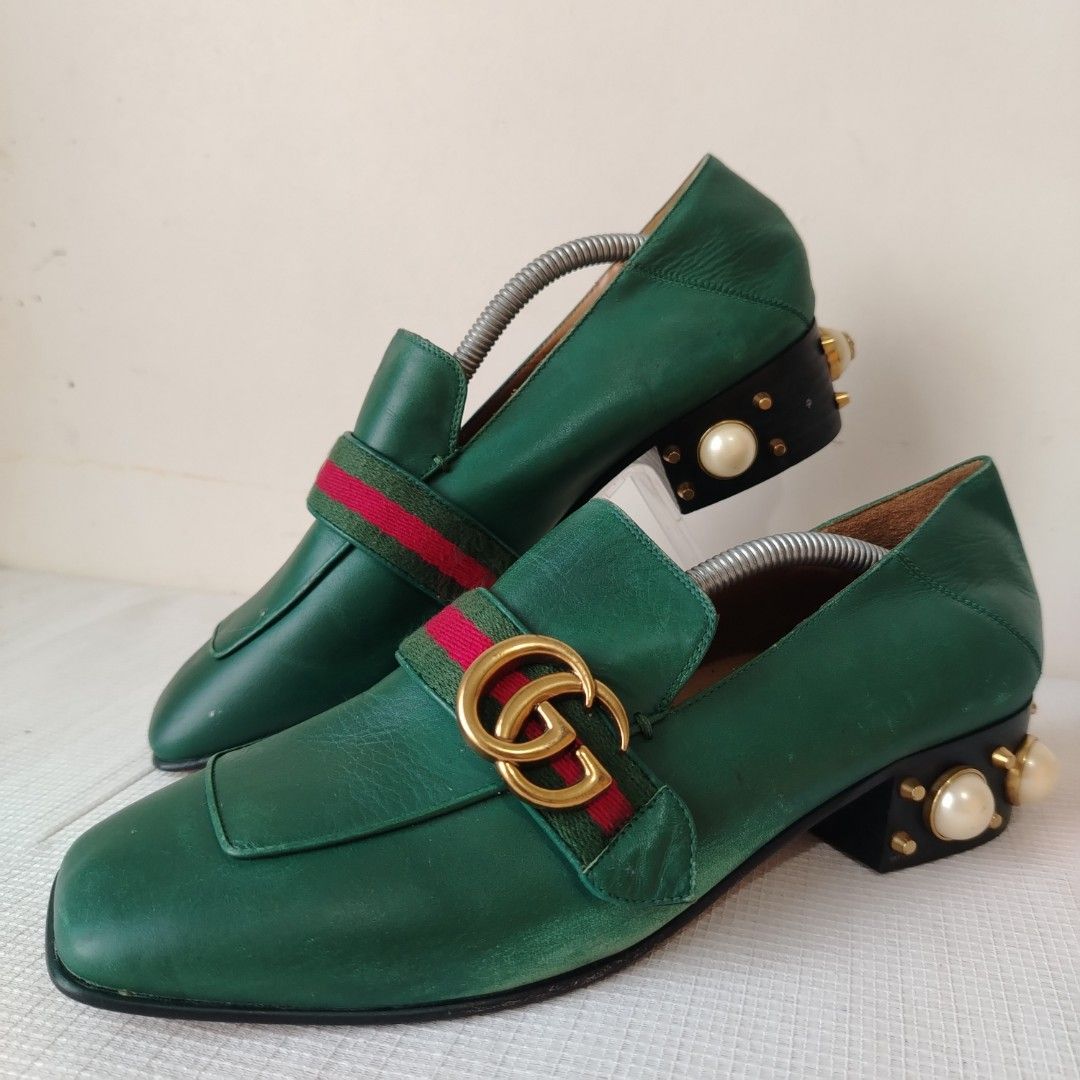 Green Gucci pearl loafers Luxury Sneakers Footwear on Carousell