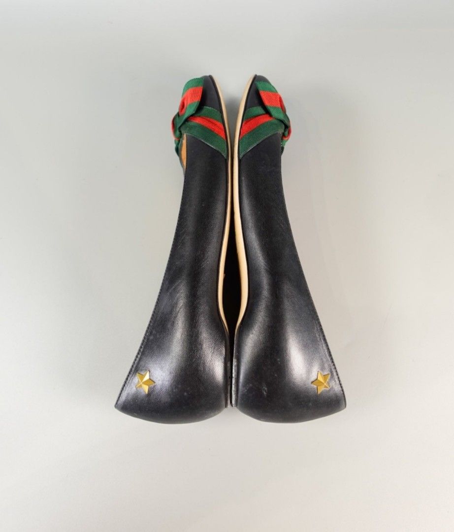 Gucci Bow Web Black Calkfskin Ballerina Flats Size 39 EU 25.5cm Luxury Sneakers Footwear on Carousell
