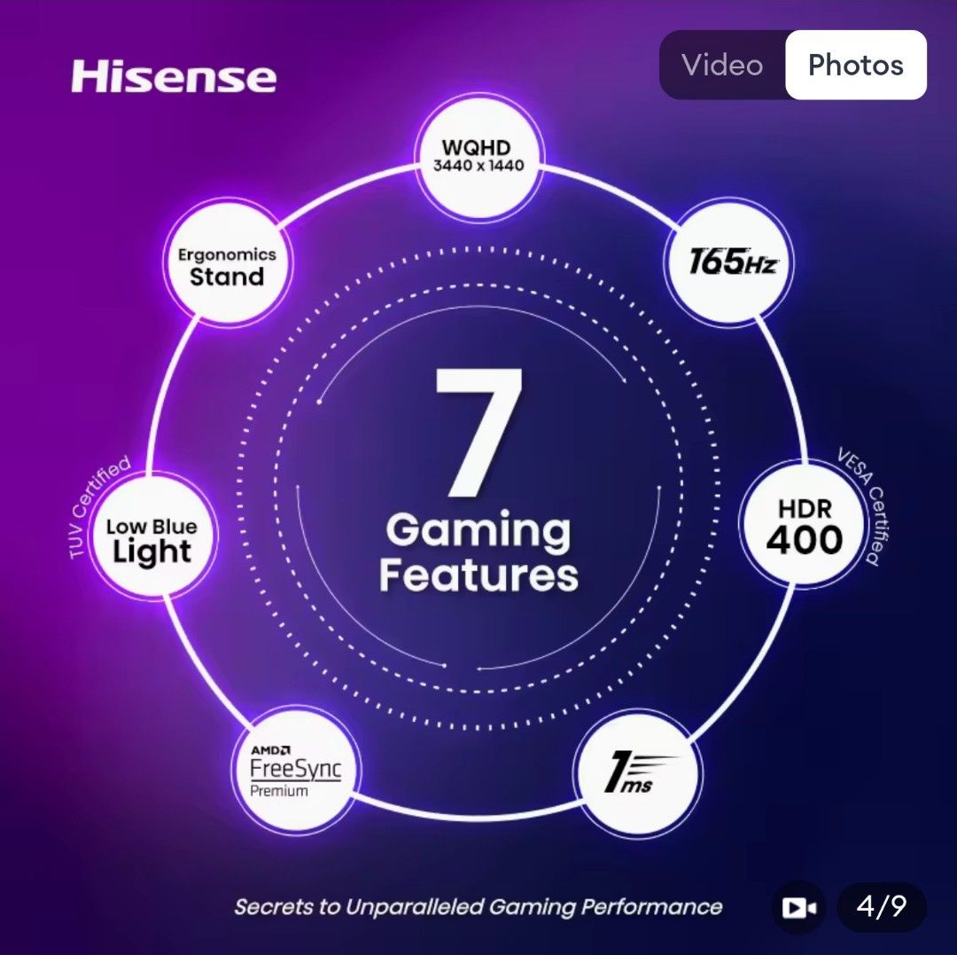Hisense Curve Ultrawide Gaming Monitor G6H 34 inch | 165Hz | WQHD ...