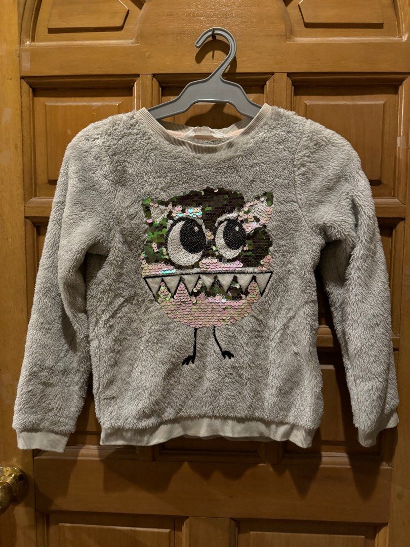 H M owl hairy sweatshirt Babies Kids Babies Kids Fashion on Carousell