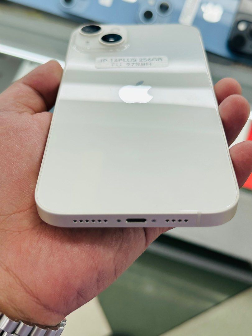 Iphone 14 Plus 256gb 97% batt FU (Category: iPhone 14 Series) located in San Juan City. Submitted by javedsgadgetshop (Listing ID 1336958417, Image 2). Description: OPEN FOR INSTALLMENT VIA CREDIT CARD/GGIVES/SPAY/BILLEASE & SWAP/TRADE-IN! BUY AND SELL! Quick Specs : Iphone 14+ •256gb •NTC Variant •97% batt health •Factory Unlock •95% Smoothness •No hidden issue | No Repaired •100% Authentic | Not Refurbished •w/ OEM Charger & store warranty ❣️ -