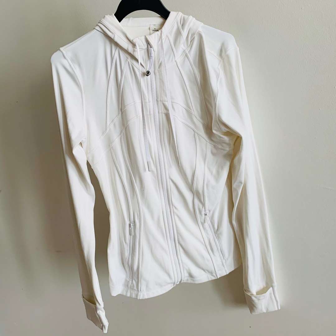 Lululemon White Define Hooded Jacket Hoodie Full Zip Up Nulu Authentic Size 8 Women s Fashion Activewear on Carousell