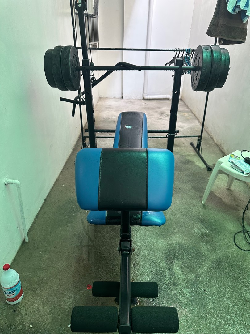 Multi Purpose Bench Press Set 80lbs Free Dumbbells Free Yoga Mat Sports Equipment Exercise Fitness Weights Dumbbells on Carousell