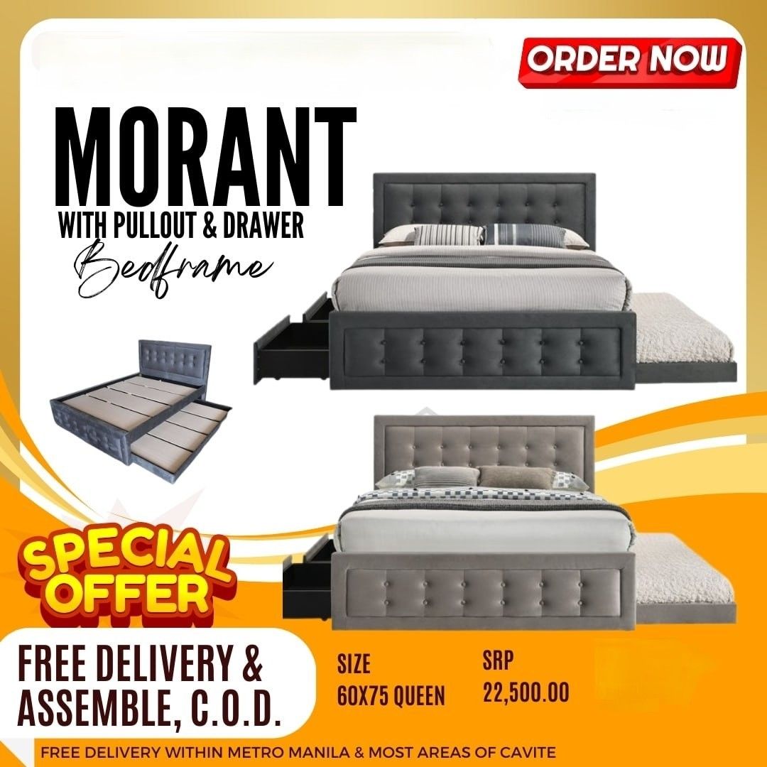 Queen bed frame with pull out and drawers (Category: Bed Frames & Mattresses) located in Pasay City. Submitted by cherry_nicole (Listing ID 1336913014, Image 3). Description: 💥 on hand 💥 Imported bed frame 💥QUEEN bed frame with pull out and storage 💥 Price and size in every photo ❌ MATTRESS SOLD SEPARATELY 📌 BRAND NEW 📌 CASH ON DELIVERY 📌 FREE DELIVERY AND ASSEMBLE AROUND METRO MANILA FOR OTHER FURNITURE NEEDS PLEASE VISIT OUR PAGE mo FARR