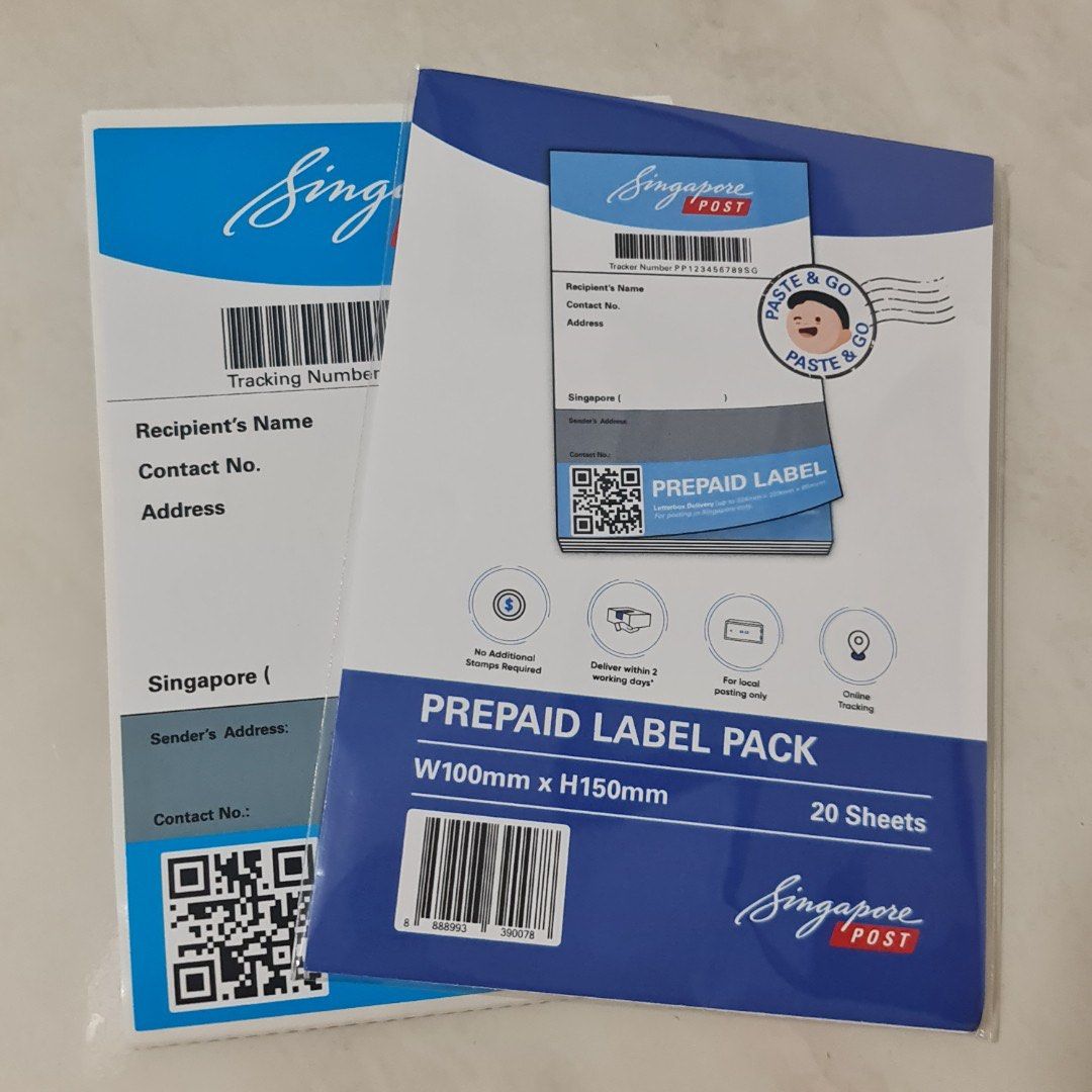 singpost tracked label pack postal labels (Category: Everything Else) located in Singapore. Submitted by onlineclearance (Listing ID 1337017708, Image 1). Description: ✅ No minimum order required! ✅ Online tracking via singpost website ✅ Deliver within 2 working days ✅ Mailing only Less than 20pcs = $2.9 each *only $0.80 normal mailing for orders < 20 1 pack (20 pcs and above) = $2.60 each *tracked mailing only ❗️No expiry! ❗️Stock up for future 