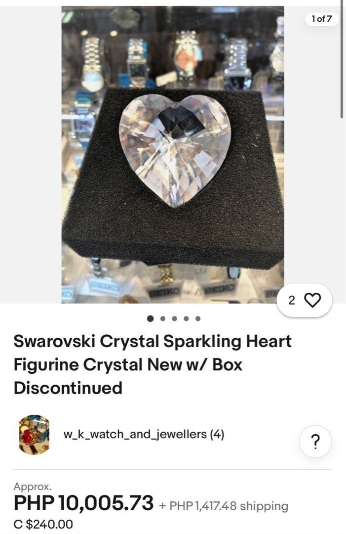 Swarovski Crystal Heart Figurine (Category: Other Home Decor) located in Quezon City. Submitted by declutterwithj (Listing ID 1337031699, Image 2). Description: Complete with box.