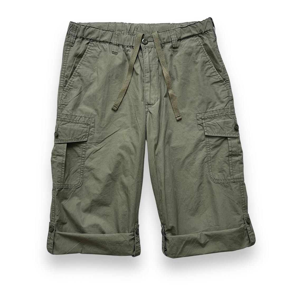 UNIQLO MEN 3/4 ROLL UP ADJUSTED CARGO PANTS GREEN ARMY (32-35