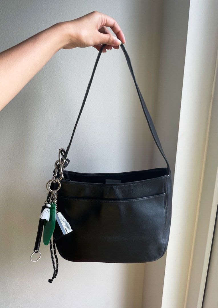Vintage black leather coach purse on sale