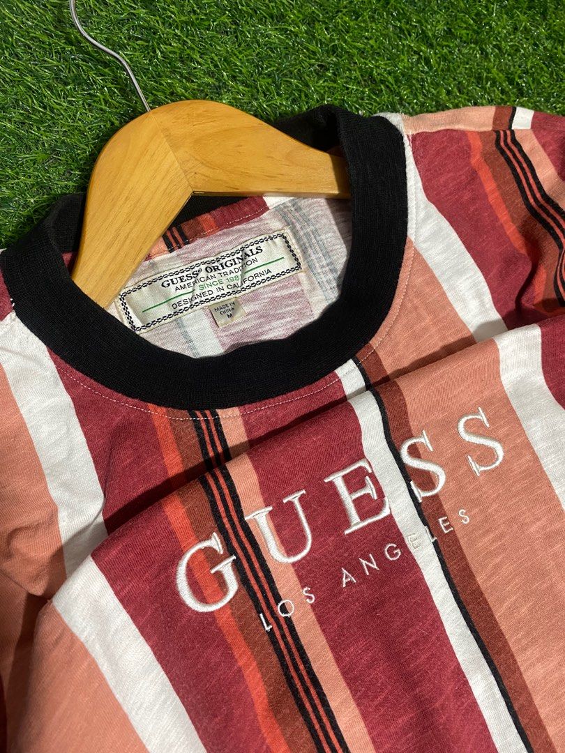 Guess striped shirt red clearance
