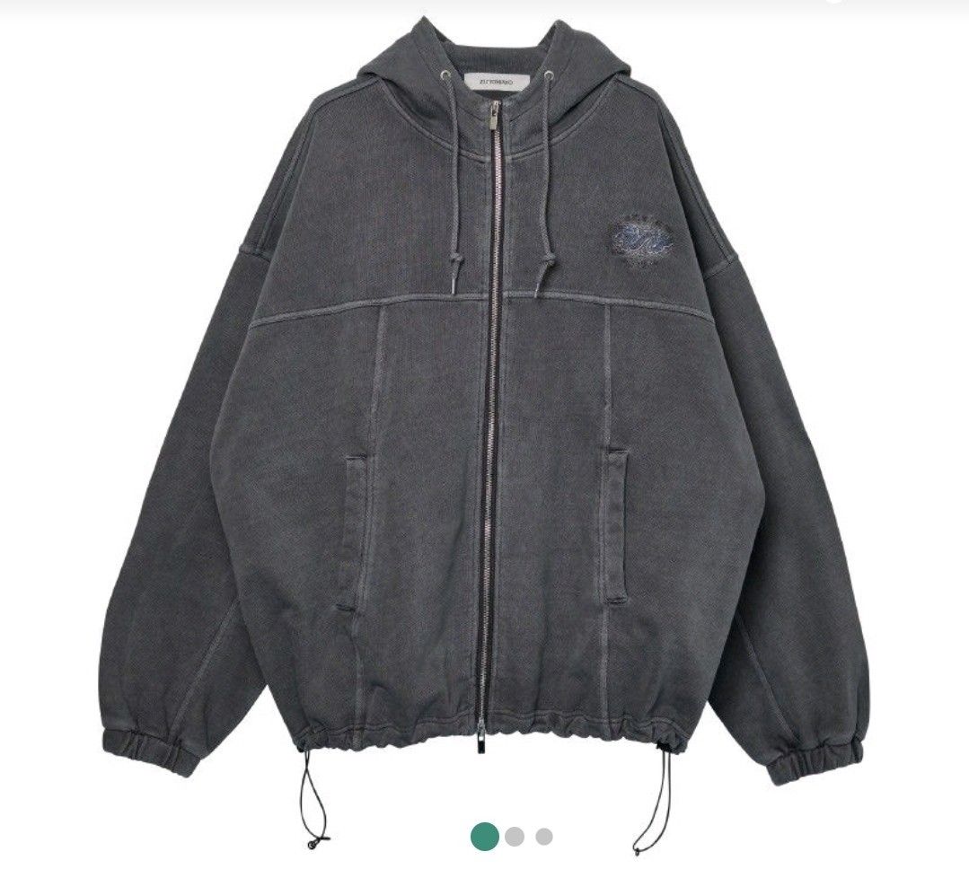 💥誠收[ZUTOMAYO] 陰陽Vintage Zipup Hoodie (Gray), 男裝, 外套