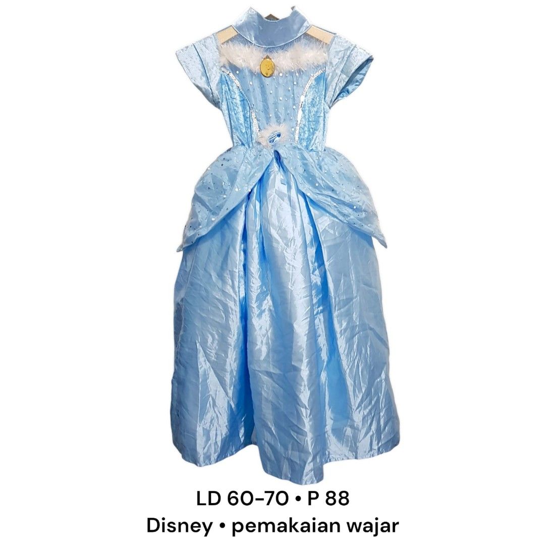 125 Gaun Disney Princess Cinderella Bulu Velvet Biru Super Megar Anak  Perempuan 4-6 Tahun