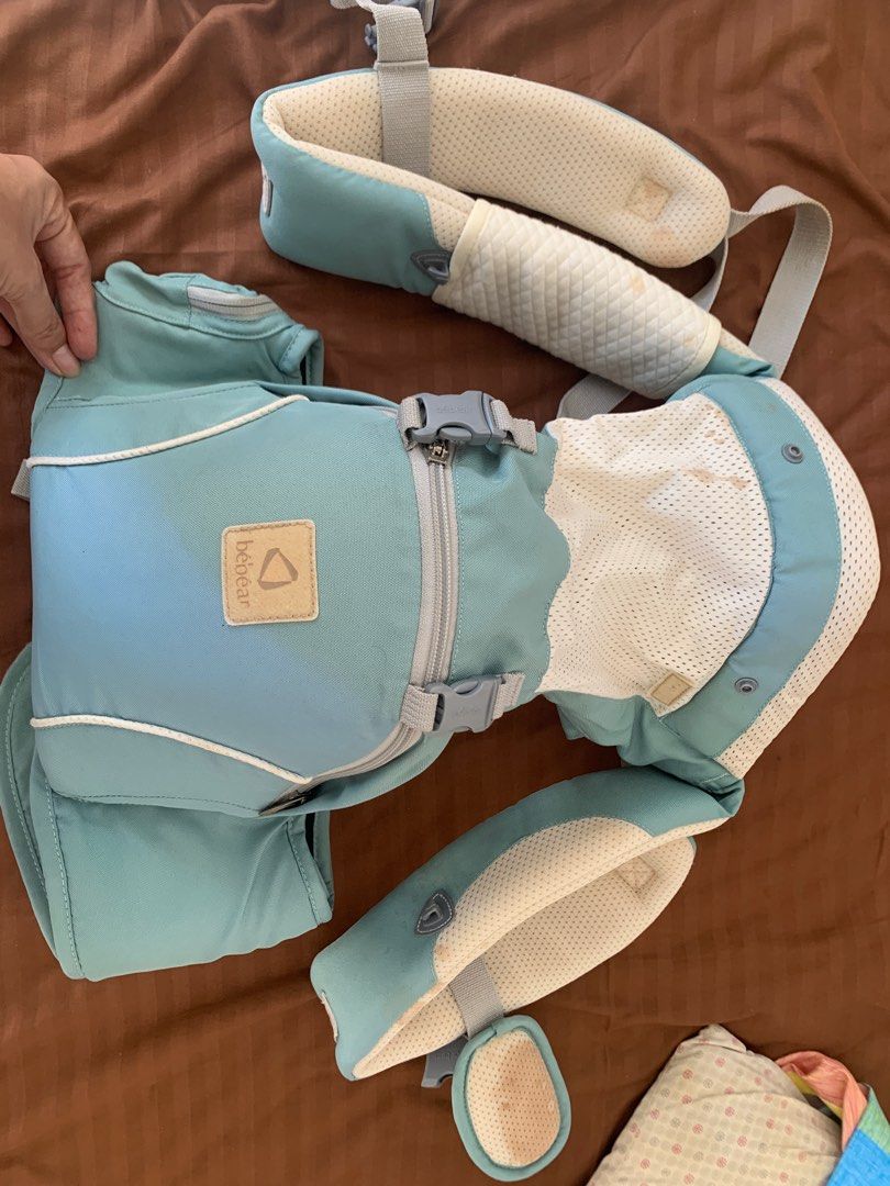 Bebear Baby Carrier (Category: Carriers & Slings) located in Las Pinas. Submitted by chescasus (Listing ID 1337237051, Image 1). Description: Original price: P3599 RFS: outgrown Well-loved with some stains - you can wash Very durable and multiway-use. Can be used as a hipseat only (for bigger tots) or with full gear for young babies. .