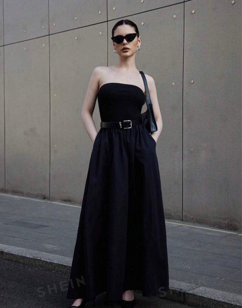 womens black leather dress belt Women's – Houseofaww Pocket Dresses Size:34 Black Turtleneck Sweater Dress