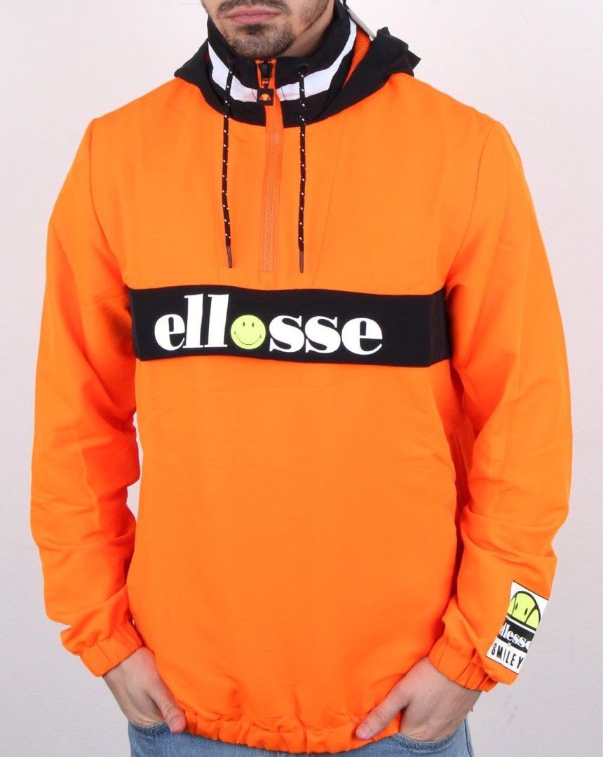 Ellesse X Smiley Jacket Neon Orange Men s Fashion Coats Jackets and Outerwear on Carousell